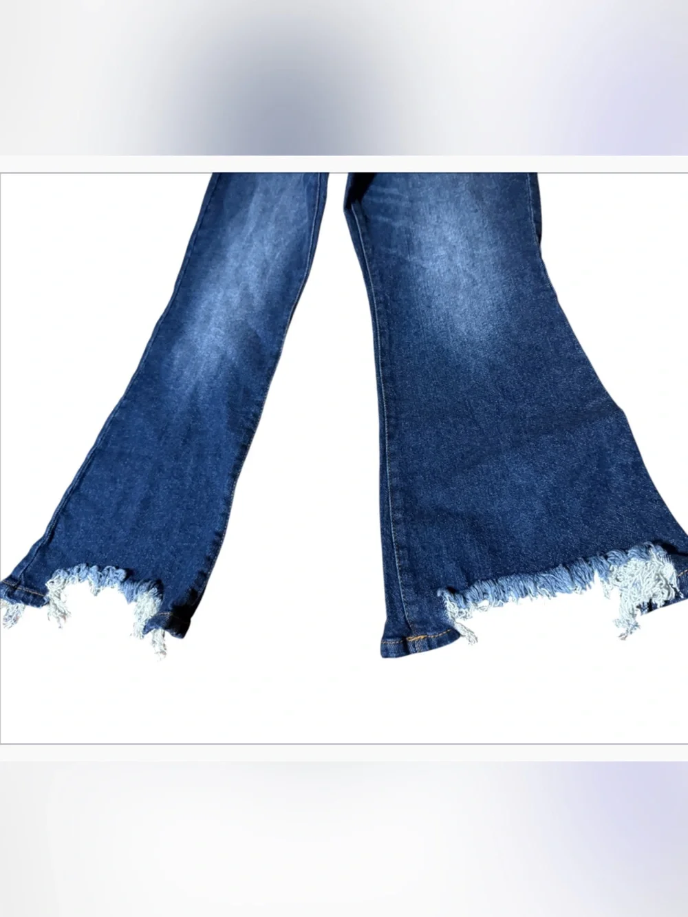 No Boundaries High-Rise Dark Blue Flare Jeans with Frayed Hem size 9